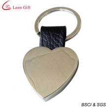 Laser Logo Metal Heart Shape Leather Keychain (LM1523)